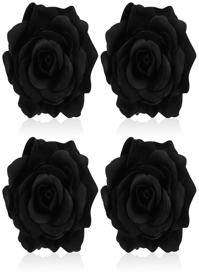 Atoden Black Rose Hair Clip - Flower Rose Clips & Floral Hair Pins for Women & Girls - Mexican Decorative Headpieces for Halloween & Cosplay - Image 1